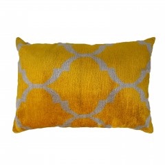 SILK IKAT CUSHION COVER YELLOW SILVER     - CUSHIONS